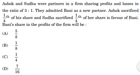 Ashok and Sudha were partners in a firm sharing profits and losses in 